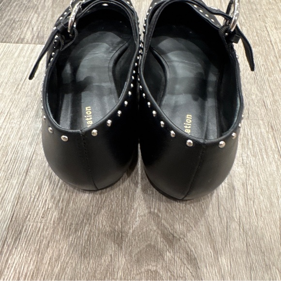 REFORMATION Black Studded Bethany Mary Jane Flat Buckle Shoes  Women's Size 5 - Picture 6 of 8